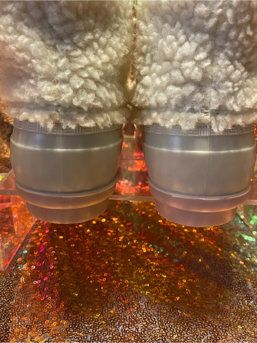 Magellan Outdoors Girls 4D Cream Sherpa Duck Boots | Pink Trim Winter Boots